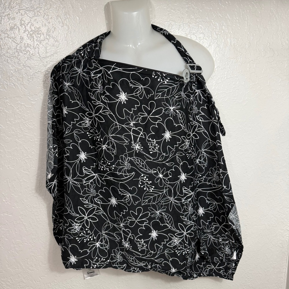 Boppy Nursing Cover Black White Floral Cotton Breastfeeding Privacy Wrap 5600421